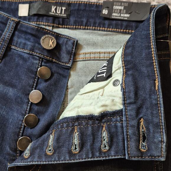 KUT from the Cloth Connie Fab Ab Ankle Skinny Jean Women 00 High Rise Frayed - Picture 4 of 10